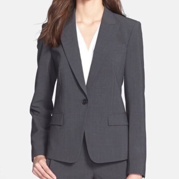 Theory Gray Virgin Wool Blend Gabe B 2 Urban Blazer Size 00 Preppy Professional - Picture 1 of 12